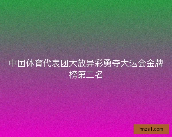 中国体育代表团大放异彩勇夺大运会金牌榜第二名